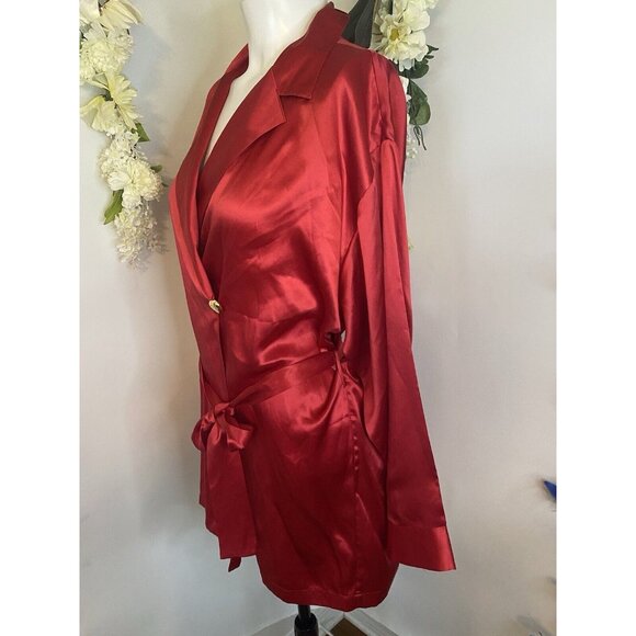 Vintage Marilyn Monroe By Warners 100% Silk Red Robe Pajama Women's‎ Medium NWOT - Picture 11 of 16
